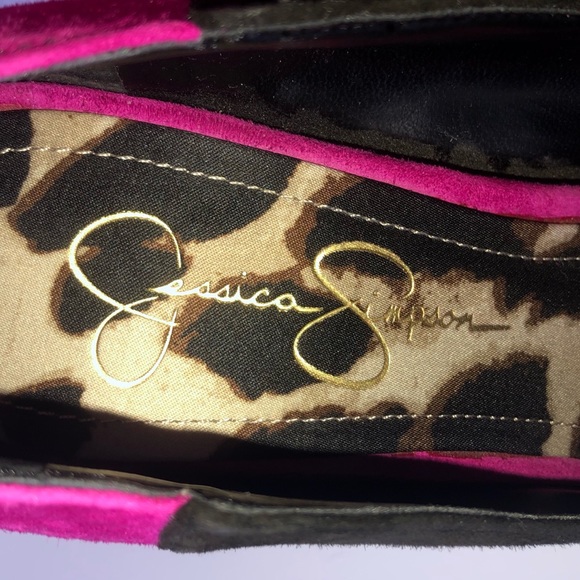 JESSICA SIMPSON SIZE 8 PINK / BLACK PEEP TOE STIL - Picture 6 of 7